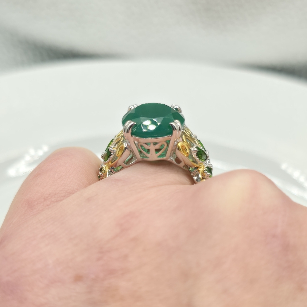 NWOT Genuine Verde Onyx and Chrome Diopside 11.30 ctw Butterfly Ring Size 8 - Picture 7 of 9